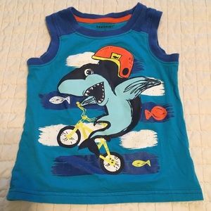 ⭐️Blue BMX Shark Print Knit Crew Neck Tank Top